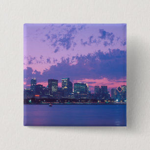 North America, USA, IL. Chicago skyline at dusk 2 Inch Square Button