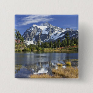 North America, Washington, Cascades. Mt. Shuksan 2 Inch Square Button