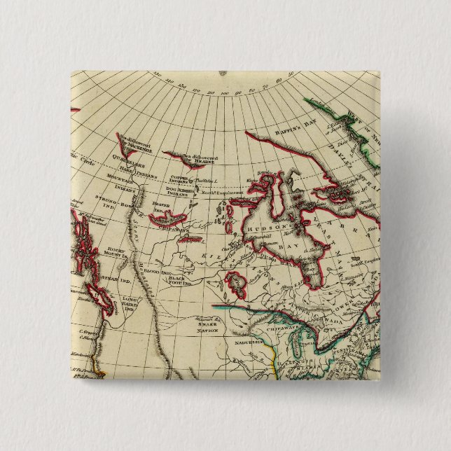 North America with boundaries outlined 2 Inch Square Button (Front)