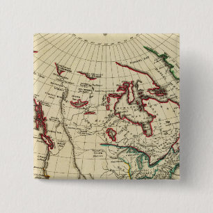 North America with boundaries outlined 2 Inch Square Button