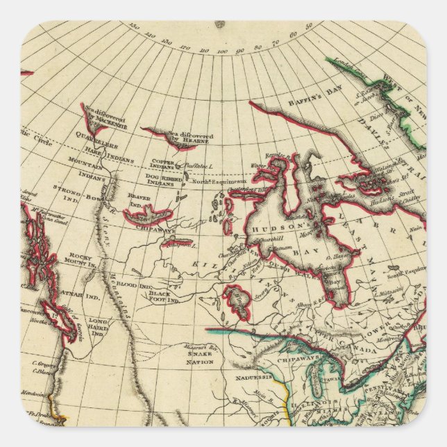 North America with boundaries outlined Square Sticker (Front)