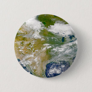 North America With Smoke Visible In Locations. 2 Inch Round Button