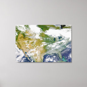 North America With Smoke Visible In Locations. Canvas Print