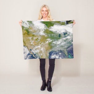 North America With Smoke Visible In Locations. Fleece Blanket