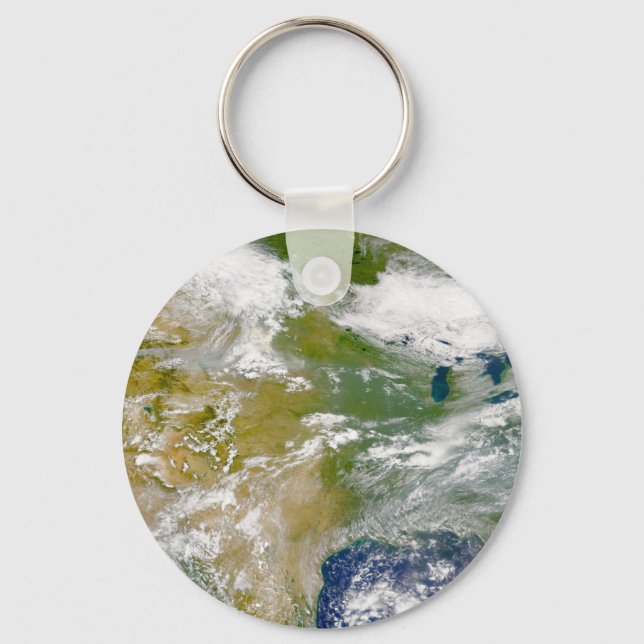 North America With Smoke Visible In Locations. Keychain (Front)