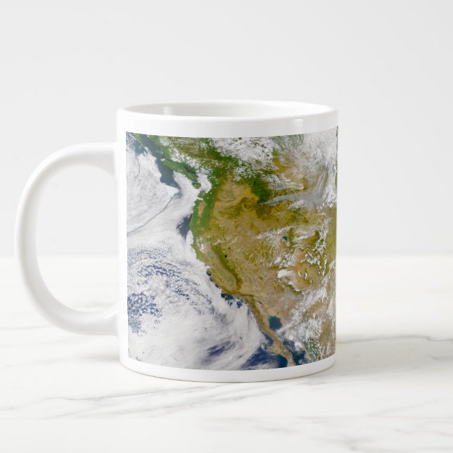 North America With Smoke Visible In Locations. Large Coffee Mug (Left)