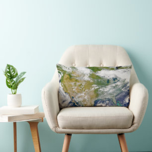North America With Smoke Visible In Locations. Lumbar Pillow