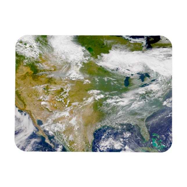 North America With Smoke Visible In Locations. Magnet (Horizontal)