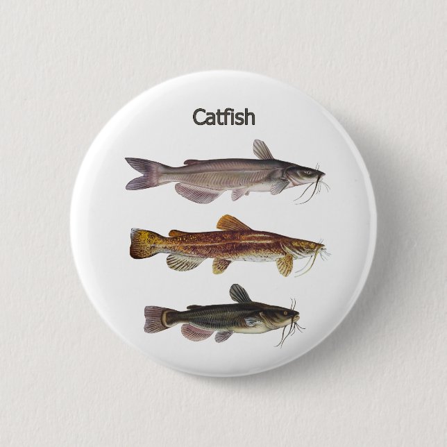 North American Catfish Logo 2 Inch Round Button (Front)