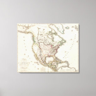 North American Engraved Map Canvas Print