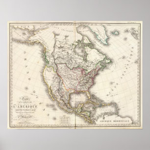 North American Engraved Map Poster