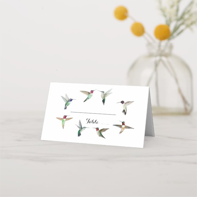 North American Hummingbirds Wedding Place Card (Front)