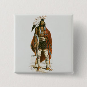 North American Indian 2 Inch Square Button