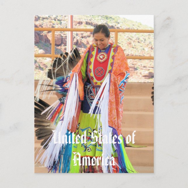 North American Indian dress postcard (Front)