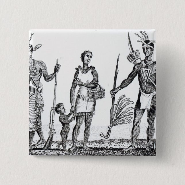 North American Indians 2 Inch Square Button (Front)