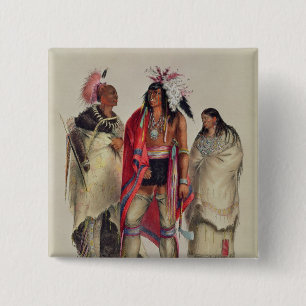 North American Indians, c.1832 2 Inch Square Button
