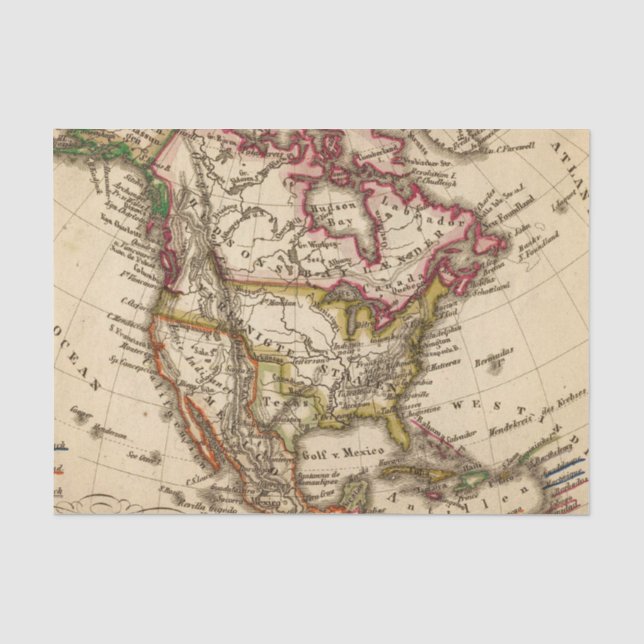 North American Map 2 Tissue Paper (Front)