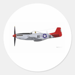 North American P-51D Mustang Tuskegee Airmen Classic Round Sticker