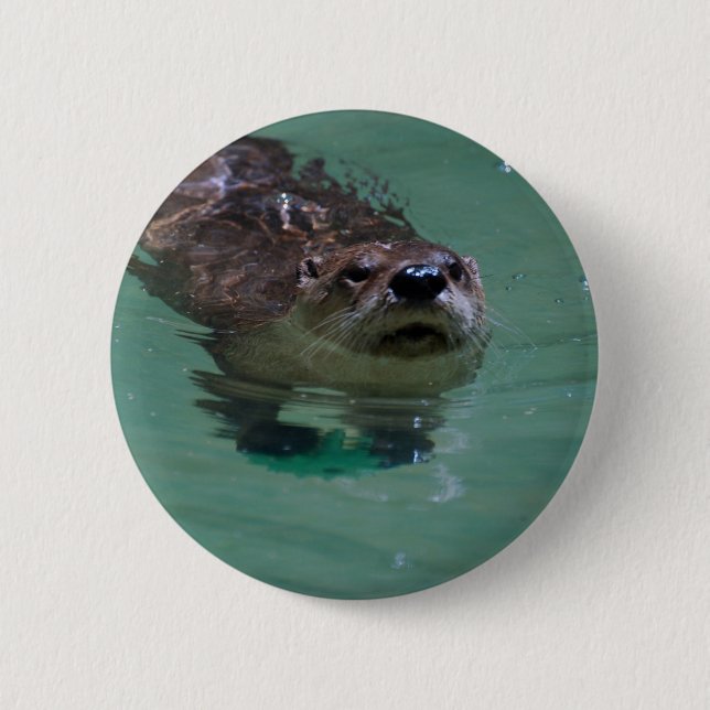 North American River Otter 2 Inch Round Button (Front)