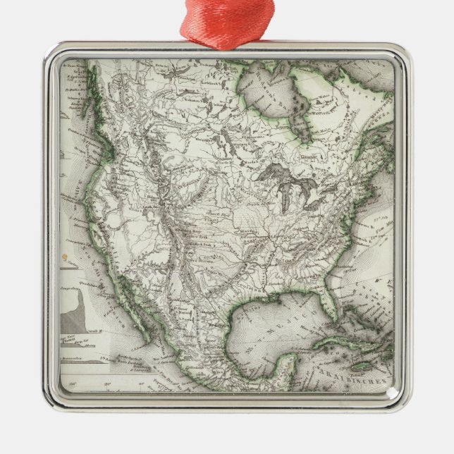 North American Rivers and Mountains Metal Ornament (Front)