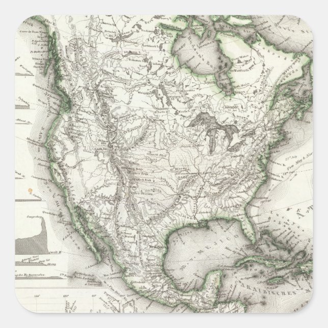 North American Rivers and Mountains Square Sticker (Front)