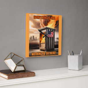 North American Unity: Going Up in Smoke Square Wall Clock