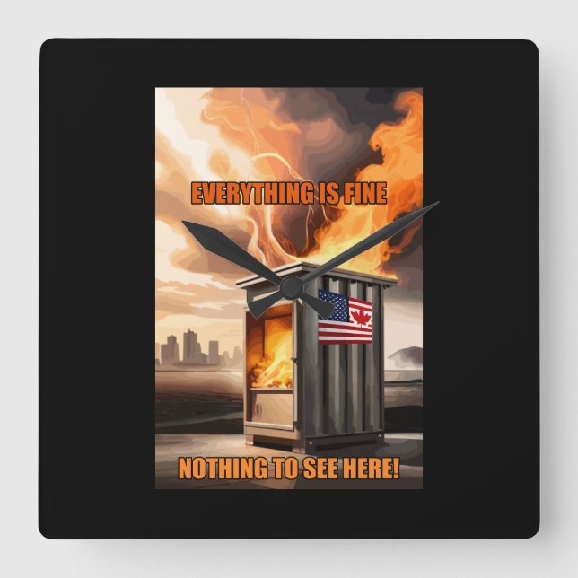 North American Unity: Going Up in Smoke Square Wall Clock (Front)