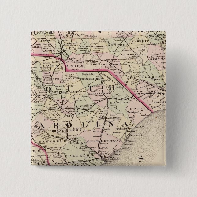 North and South Carolina 4 2 Inch Square Button (Front)