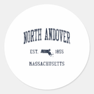 North Andover Ma Jn1 Vintage Athletic Blue Design  Classic Round Sticker