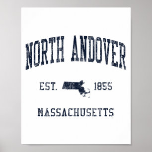 North Andover Ma Jn1 Vintage Athletic Blue Design Poster