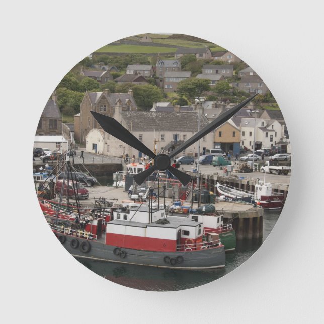 North Atlantic waterfront port of Stromness Round Clock (Front)