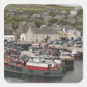 North Atlantic waterfront port of Stromness Square Sticker