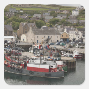 North Atlantic waterfront port of Stromness Square Sticker