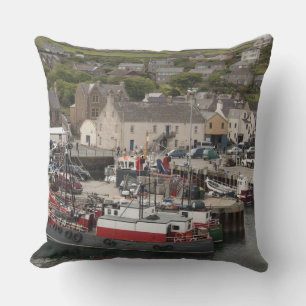 North Atlantic waterfront port of Stromness Throw Pillow
