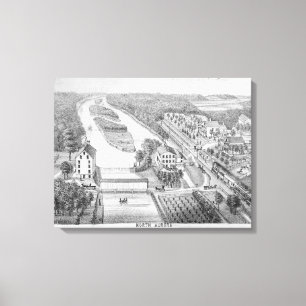 North Aurora Illinois 1871 FOX RIVER Stone Litho Canvas Print