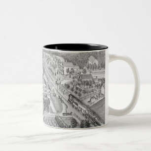 North Aurora Illinois 1871 River From Stone Litho Two-Tone Coffee Mug