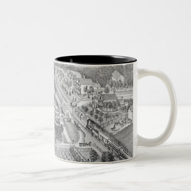 North Aurora Illinois 1871 River From Stone Litho Two-Tone Coffee Mug (Right)