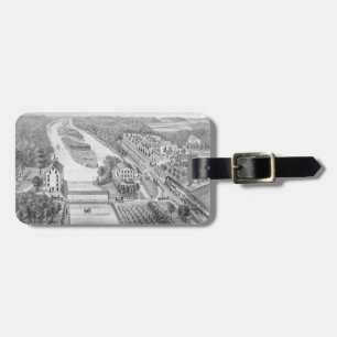 North Aurora Illinois Stone Lithograph 1871 Art Luggage Tag