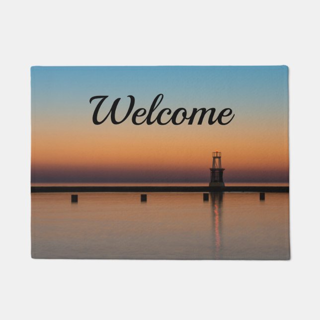 North Ave Lighthouse Sunrise Welcome Doormat (Front)
