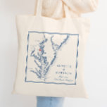North Beach Maryland Elegant Navy Wedding Welcome Tote Bag<br><div class="desc">Celebrate your North Beach, Maryland wedding with our personalized wedding favour tote bags, featuring an elegant navy blue Chesapeake Bay map. These tote bags are a perfect match for venues like Herrington on the Bay, Chesapeake Beach Resort & Spa, and Running Hare Vineyard, adding a special touch to your wedding...</div>