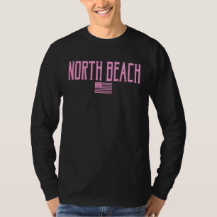 North Beach San Francisco Us Flag Vintage Text Pin T-Shirt