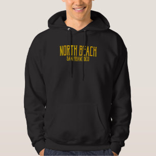 North Beach San Francisco Vintage Text Amber Print Hoodie