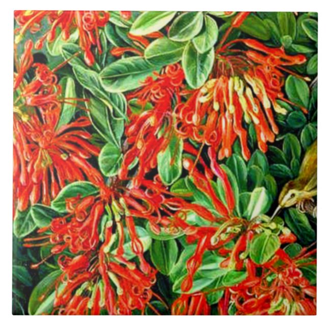 North - Burning Bush and Emu Wren of Chile Tile (Front)