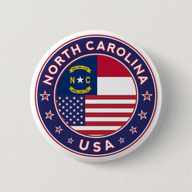 North Carolina 2 Inch Round Button (Front)