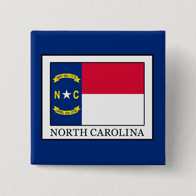 North Carolina 2 Inch Square Button (Front)