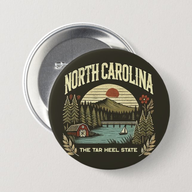 North Carolina 3 Inch Round Button (Front & Back)