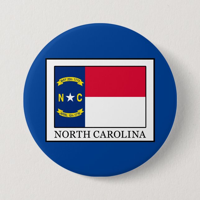 North Carolina 3 Inch Round Button (Front)