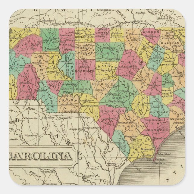 North Carolina 3 Square Sticker (Front)