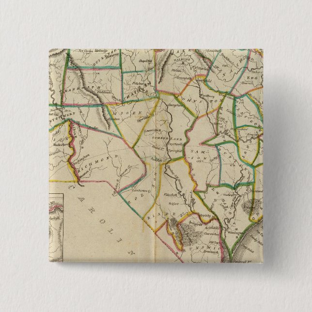 North Carolina 5 2 Inch Square Button (Front)