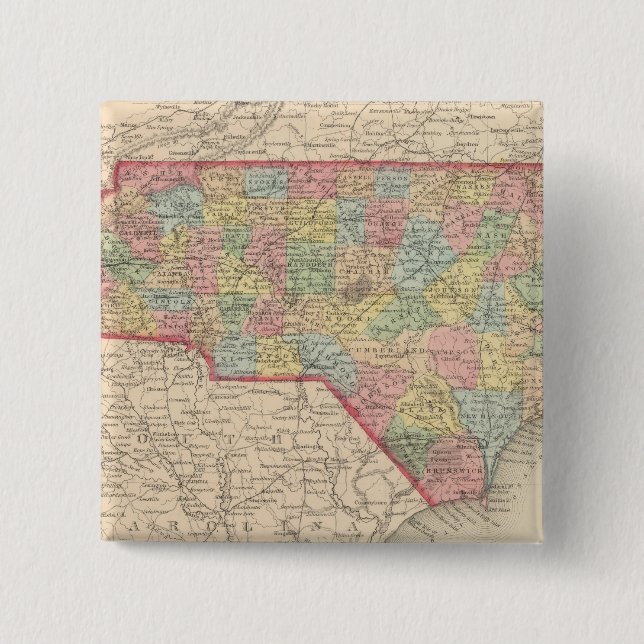 North Carolina 8 2 Inch Square Button (Front)